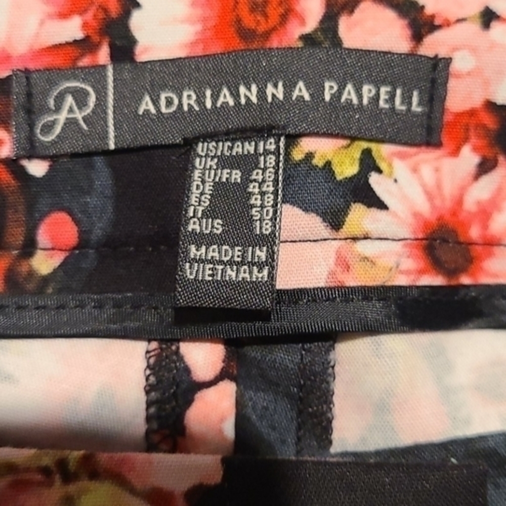 [Adrianna Papell] Floral Side Zip Ankle Pants - Size 14 - Picture 4 of 8